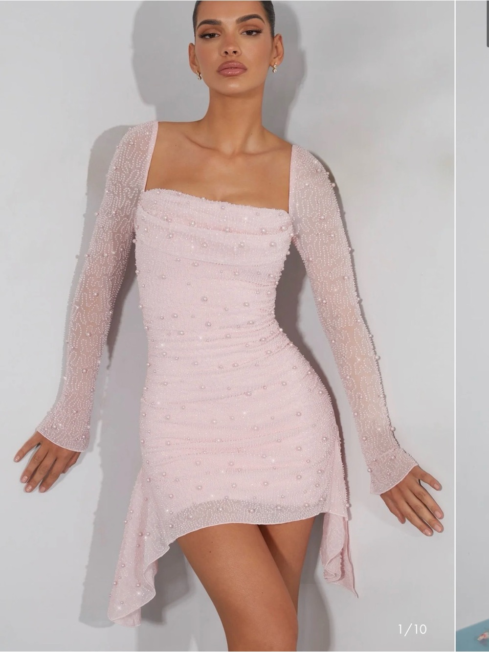 Oh Polly Pale Pink Embellished Mini Dress